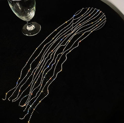 Full Rhinestone Headband for Women Long Tassel Crystal Hair Clip-Hair Accessories-Arimonz-Arimonz