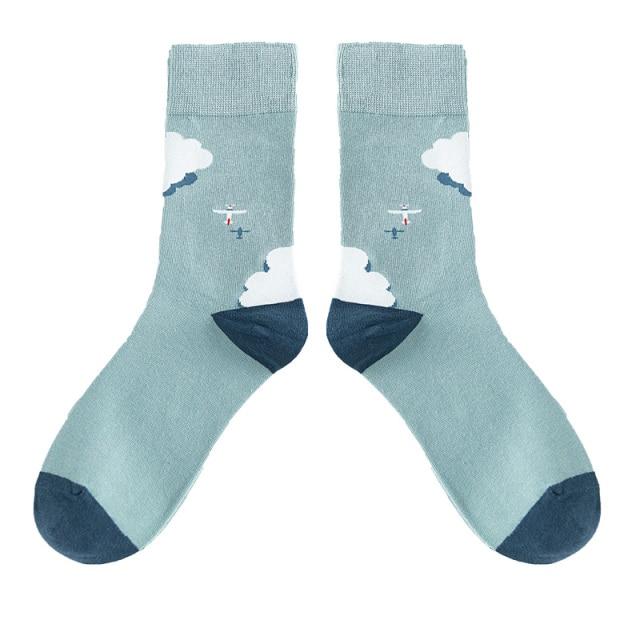 Funny Women Socks Cotton Unisex Crew Socks Women Streetwear Socks-Socks & Tights-Arimonz-Clouds-Arimonz