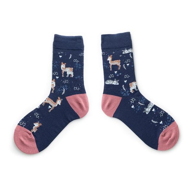 Funny Women Socks Cotton Unisex Crew Socks Women Streetwear Socks-Socks & Tights-Arimonz-Deers-Arimonz