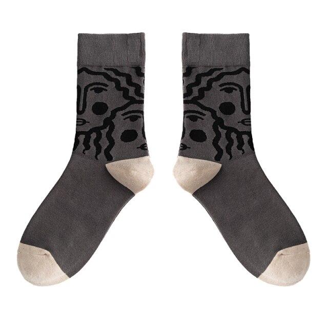 Funny Women Socks Cotton Unisex Crew Socks Women Streetwear Socks-Socks & Tights-Arimonz-Faces-Arimonz