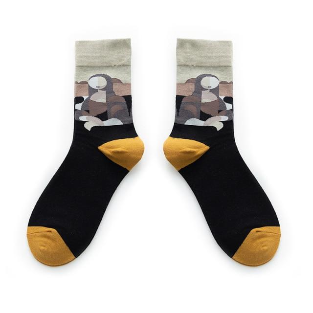 Funny Women Socks Cotton Unisex Crew Socks Women Streetwear Socks-Socks & Tights-Arimonz-Monalisa-Arimonz