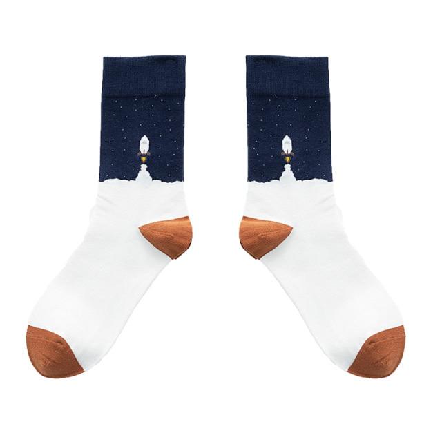 Funny Women Socks Cotton Unisex Crew Socks Women Streetwear Socks-Socks & Tights-Arimonz-Rocket-Arimonz