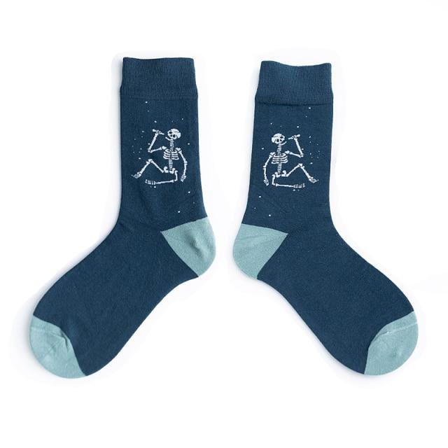Funny Women Socks Cotton Unisex Crew Socks Women Streetwear Socks-Socks & Tights-Arimonz-Skeleton-Arimonz