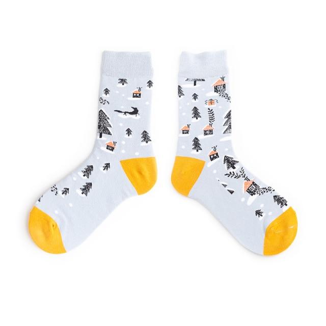Funny Women Socks Cotton Unisex Crew Socks Women Streetwear Socks-Socks & Tights-Arimonz-Snow-Arimonz