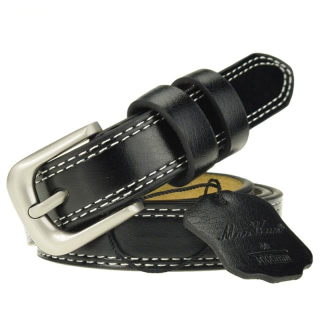 Genuine Leather Belts for Women Decorative Simple Waist Belt-Belts-Arimonz-Black-100cm/39inches-Arimonz