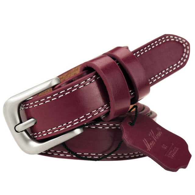 Genuine Leather Belts for Women Decorative Simple Waist Belt-Belts-Arimonz-Red-100cm/39inches-Arimonz