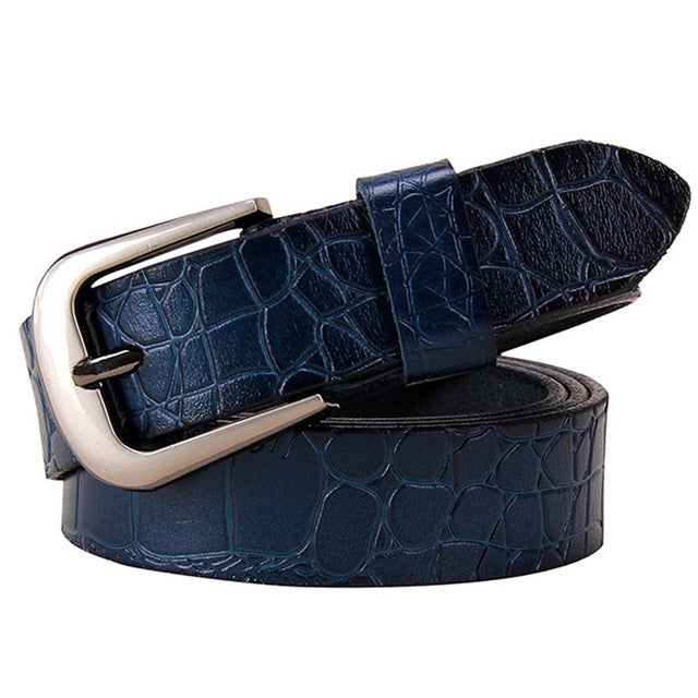Genuine Leather Belts For Women Fashion Pin Buckle Woman Waist Belt-Belts-Arimonz-Blue-90cm/35.43inches-Arimonz