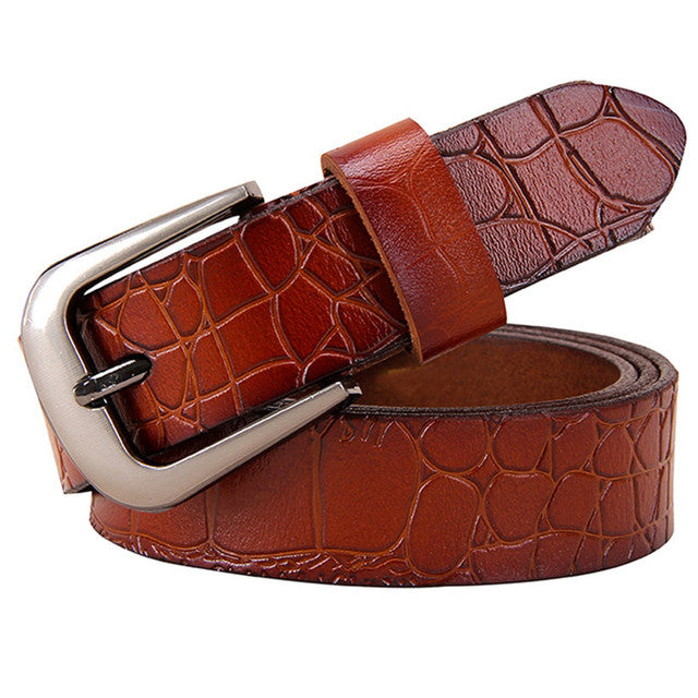 Genuine Leather Belts For Women Fashion Pin Buckle Woman Waist Belt-Belts-Arimonz-Brown-90cm/35.43inches-Arimonz
