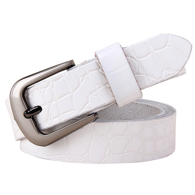 Genuine Leather Belts For Women Fashion Pin Buckle Woman Waist Belt-Belts-Arimonz-White-90cm/35.43inches-Arimonz