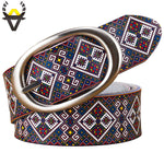Genuine Leather Belts For Women Printing Plaid Belt Woman Pin Buckle-Belts-Arimonz-Arimonz