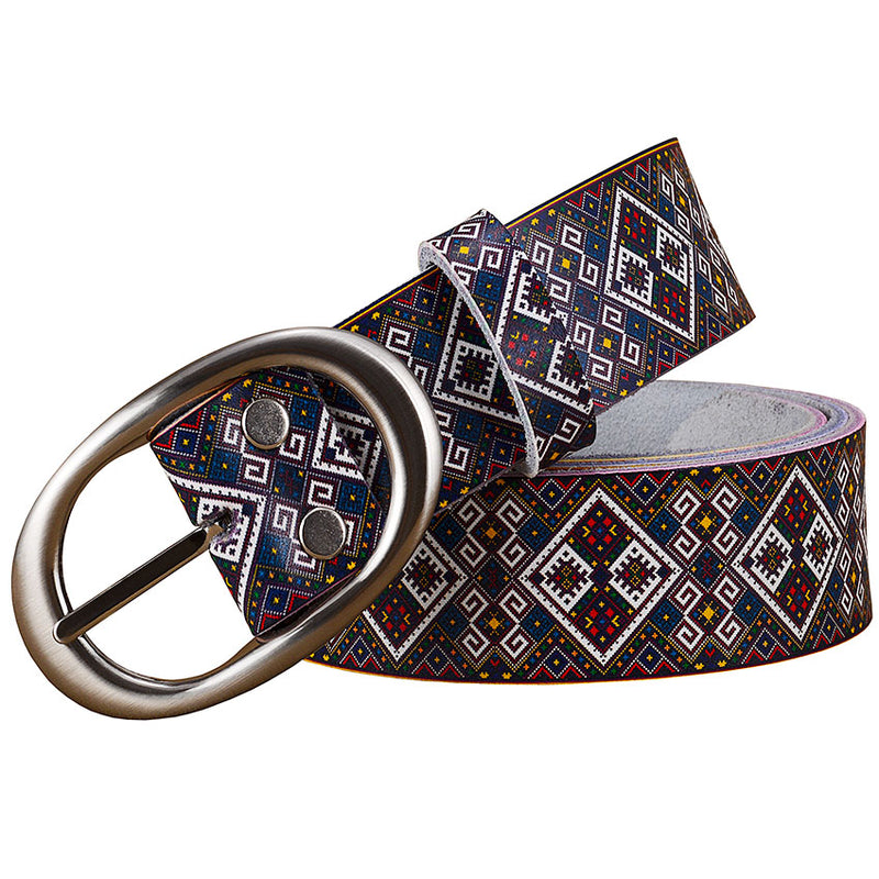 Genuine Leather Belts For Women Printing Plaid Belt Woman Pin Buckle-Belts-Arimonz-Arimonz