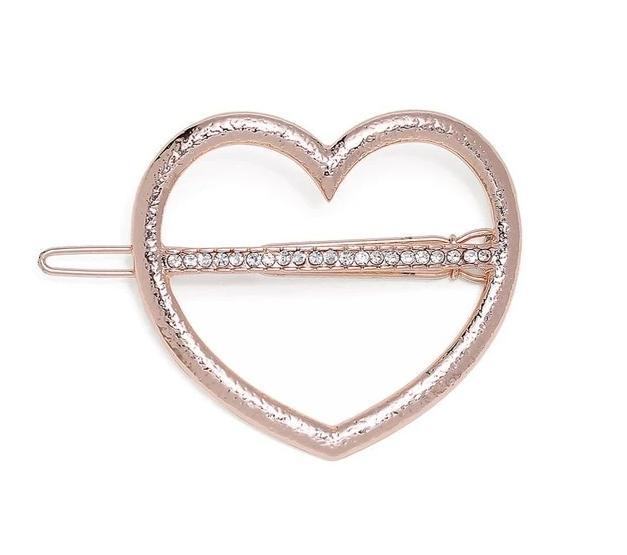 Geometric Alloy Hair Clip-Hair Accessories-Arimonz-Crystal Heart Gold-Arimonz