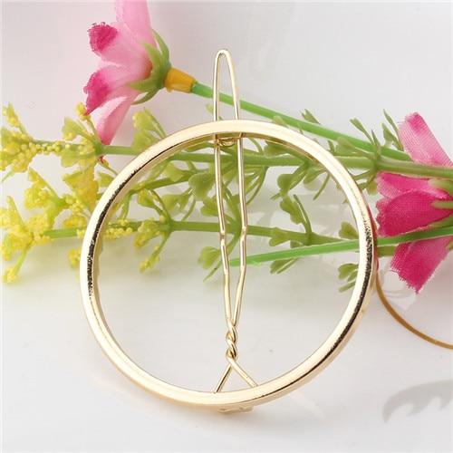 Geometric Alloy Hair Clip-Hair Accessories-Arimonz-Gold Round-Arimonz