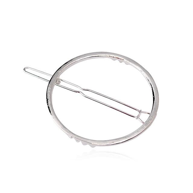Geometric Alloy Hair Clip-Hair Accessories-Arimonz-Sliver Round-Arimonz
