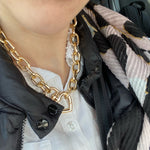 Geometric Alloy Thick Necklace Bracelet Set for Women Heart Necklace-Necklaces-Arimonz-Arimonz