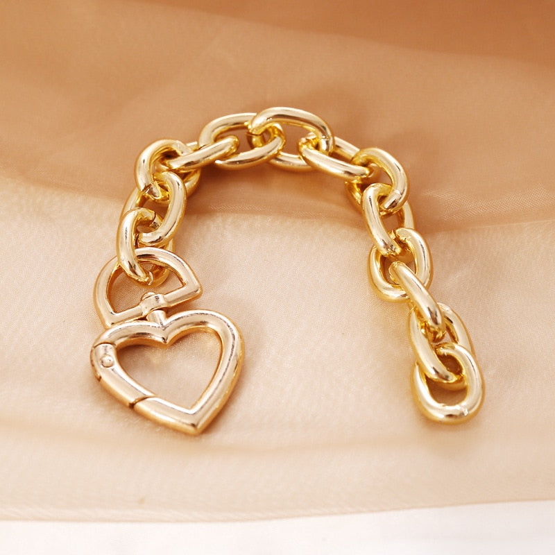 Geometric Alloy Thick Necklace Bracelet Set for Women Heart Necklace-Necklaces-Arimonz-Arimonz