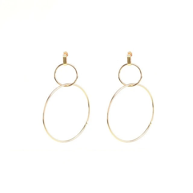 Geometric Oversized Earrings-Earrings-Arimonz-2 Hoops-Gold-Arimonz
