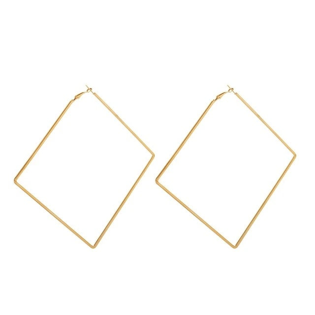 Geometric Oversized Earrings-Earrings-Arimonz-Diamond-Gold-Arimonz