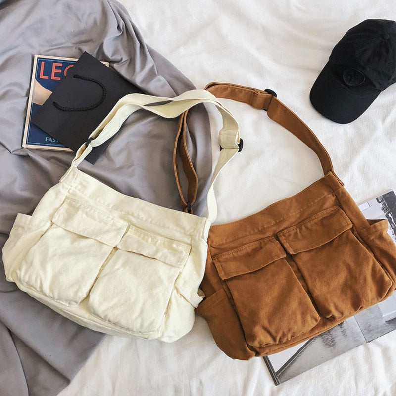 Girl Handbag Canvas Teenager Shoulder Bags Teenage Women Messenger Bag-Handbags-Arimonz-Arimonz