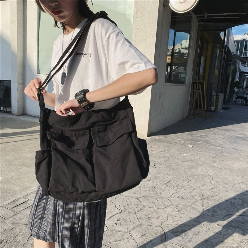 Girl Handbag Canvas Teenager Shoulder Bags Teenage Women Messenger Bag-Handbags-Arimonz-Arimonz