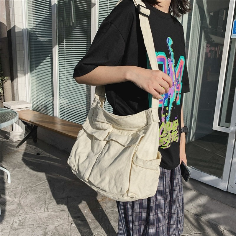 Girl Handbag Canvas Teenager Shoulder Bags Teenage Women Messenger Bag-Handbags-Arimonz-Arimonz