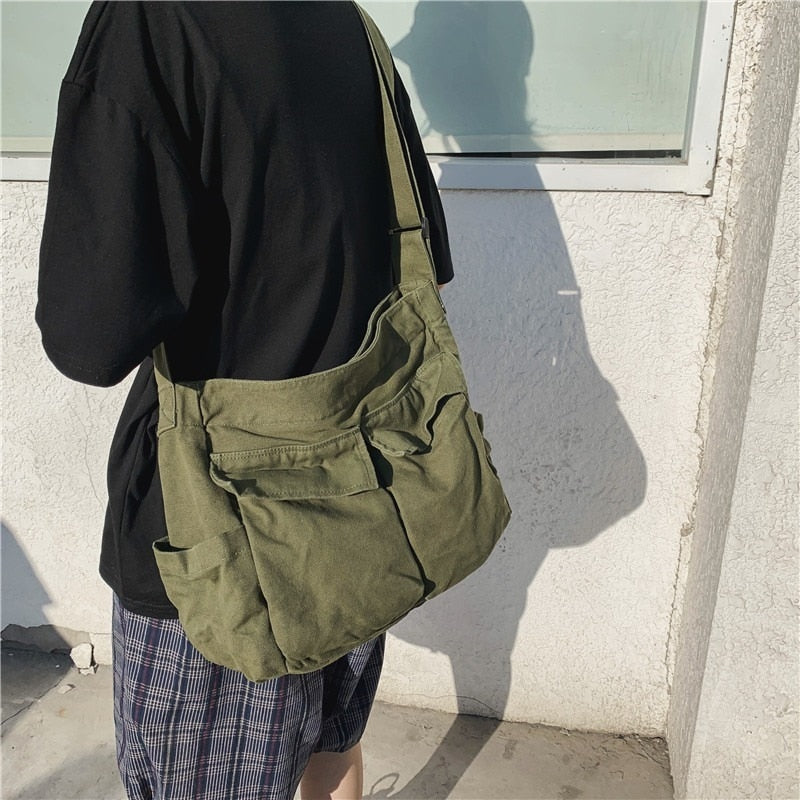 Girl Handbag Canvas Teenager Shoulder Bags Teenage Women Messenger Bag-Handbags-Arimonz-Arimonz