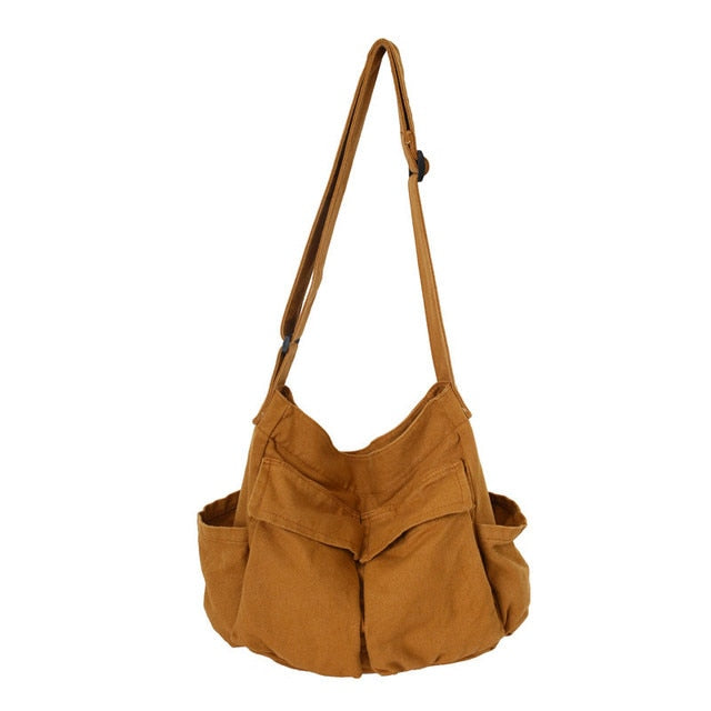 Girl Handbag Canvas Teenager Shoulder Bags Teenage Women Messenger Bag-Handbags-Arimonz-Brown-Arimonz
