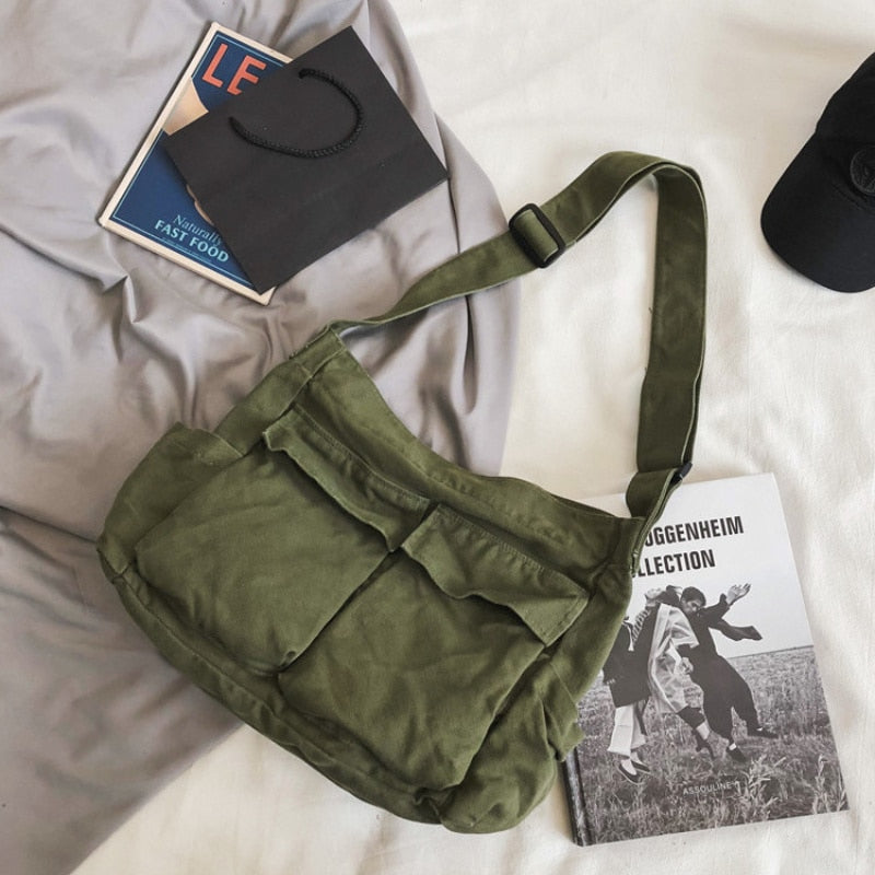 Girl Handbag Canvas Teenager Shoulder Bags Teenage Women Messenger Bag-Handbags-Arimonz-Arimonz