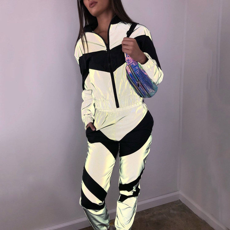 Glow Jacket & Trousers Tracksuits Set-Fuzzy Jackets-Arimonz-Arimonz