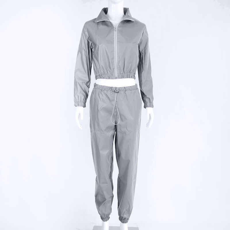 Glow Jacket & Trousers Tracksuits Set-Fuzzy Jackets-Arimonz-Gray-S-Suit-Arimonz