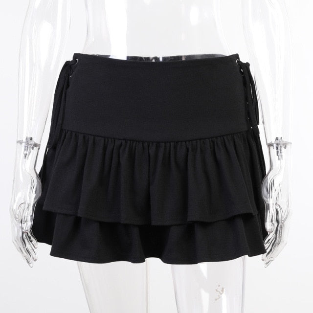 Goth Skirt Women High Waist Bandage Mini Skirt Dark Gothic Punk Skirt-Skirts-Arimonz-Arimonz
