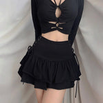 Goth Skirt Women High Waist Bandage Mini Skirt Dark Gothic Punk Skirt-Skirts-Arimonz-Arimonz
