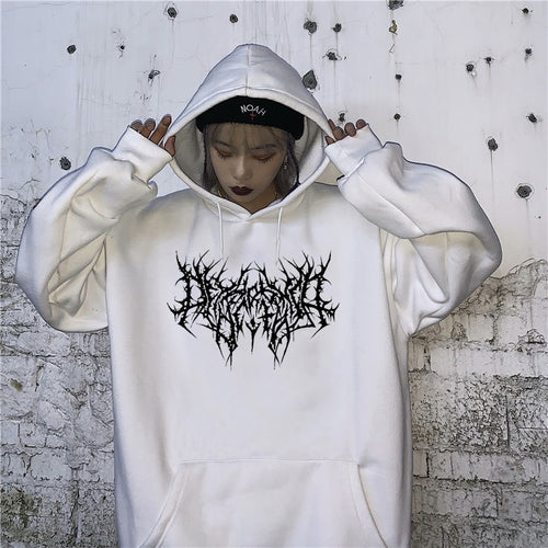 Gothic Oversized Hoodie Long Sleeve Sweatshirt Women Pullover-Pullovers-Arimonz-Arimonz