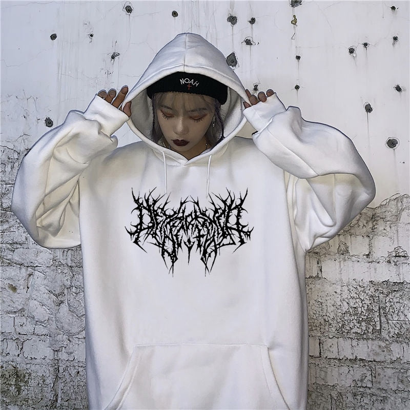 Gothic Oversized Hoodie Long Sleeve Sweatshirt Women Pullover-Pullovers-Arimonz-Arimonz