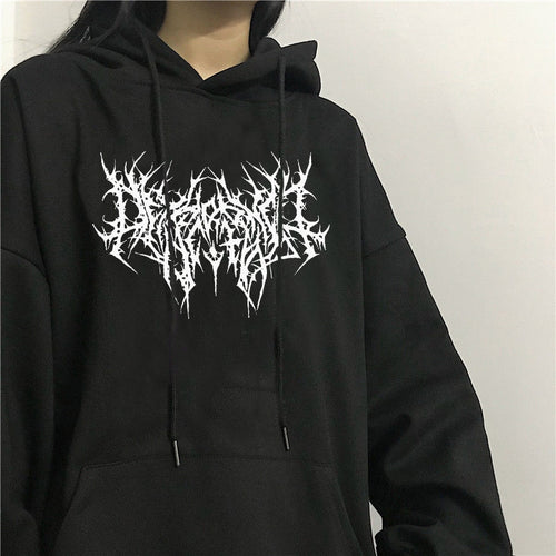 Gothic Oversized Hoodie Long Sleeve Sweatshirt Women Pullover-Pullovers-Arimonz-Arimonz