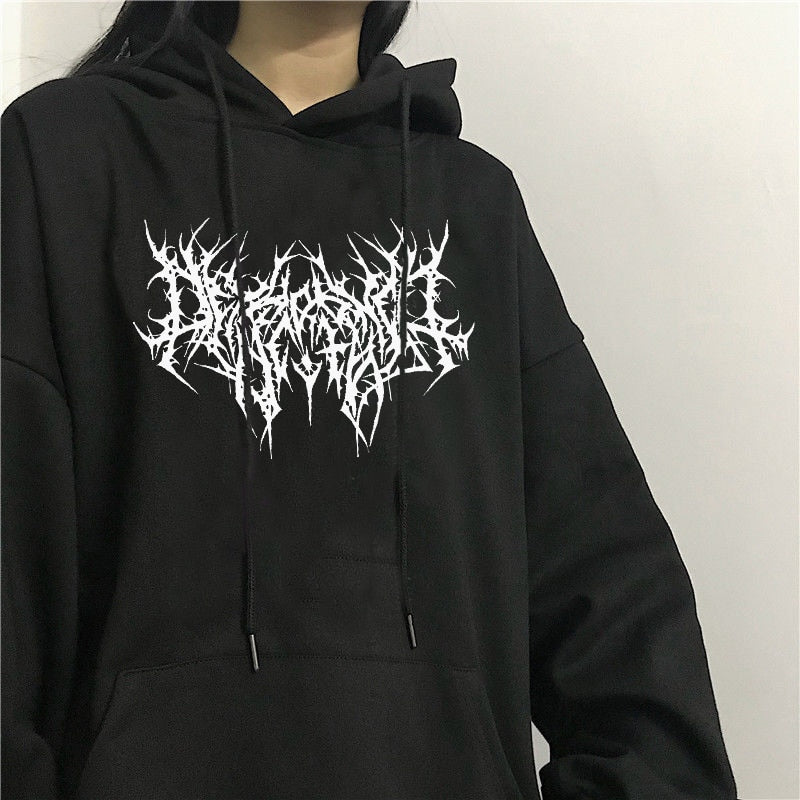 Gothic Oversized Hoodie Long Sleeve Sweatshirt Women Pullover-Pullovers-Arimonz-Arimonz