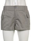 Grey Cargo Shorts Pockets Low Waisted Joggers Retro Streetwear Shorts-Shorts-Arimonz-Arimonz