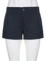 Grey Cargo Shorts Pockets Low Waisted Joggers Retro Streetwear Shorts-Shorts-Arimonz-Blue-S-Arimonz