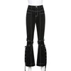 Grunge Black Jeans Wide Leg Women Pants High Waist Rivet Trousers-Straight Jeans-Arimonz-Arimonz