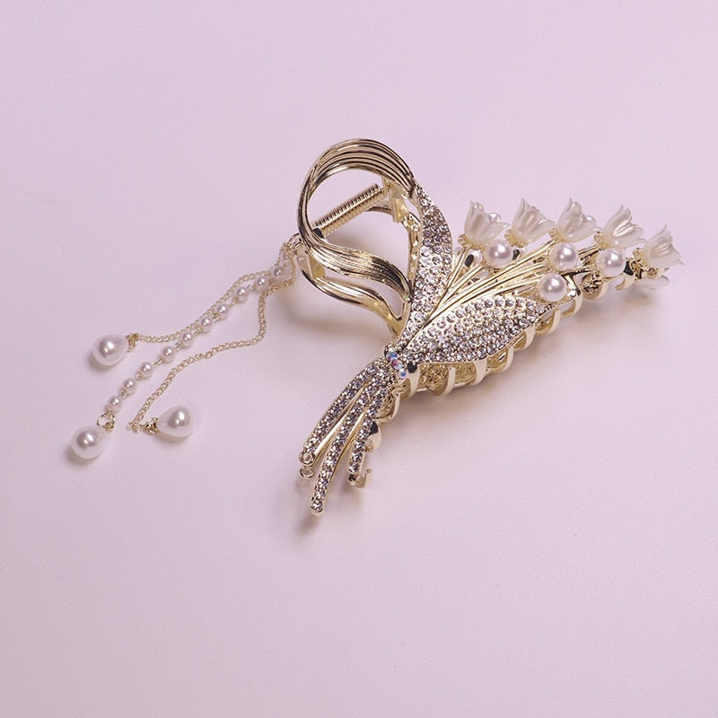 Hair Clip Women Fashion Pearl Tassel Clip Hairpin Hair Accessories-Hair Accessories-Arimonz-Arimonz