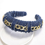 Hair Hoop Solid Chain Twist Headband Girl Thick Hair Accessories-Hair Accessories-Arimonz-Dark Blue with Chain-Arimonz