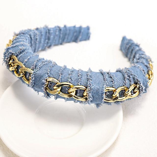 Hair Hoop Solid Chain Twist Headband Girl Thick Hair Accessories-Hair Accessories-Arimonz-Light Blue Chain-Arimonz