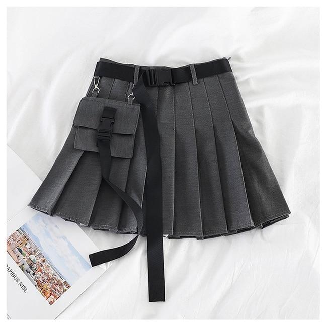 Half-length Pleated Skirt Short Skirt High Waist Women Skirts-Skirts-Arimonz-gray-S-Arimonz