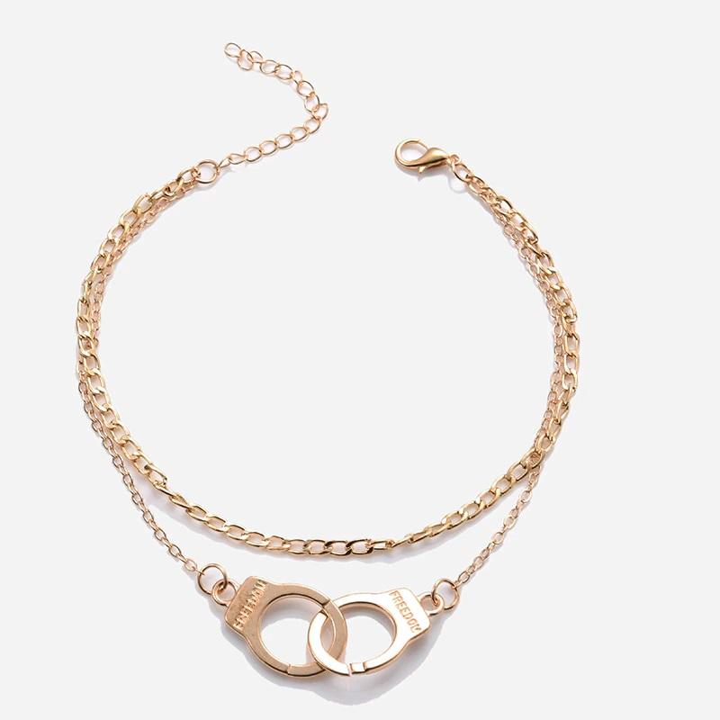 Handcuffs Ankle Bracelet For Women Anklet Fashion Multilayer Foot Chain-Anklets-Arimonz-Arimonz