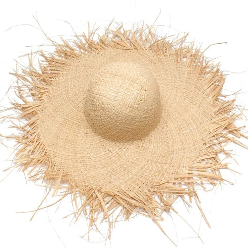 Handmade Women Straw Sun Hats Large Wide Brim Beach Straw Sun Caps-Summer Hats-Arimonz-Arimonz
