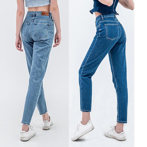 Harem High Waist Blue Straight Jean-Straight Jeans-Arimonz-Arimonz