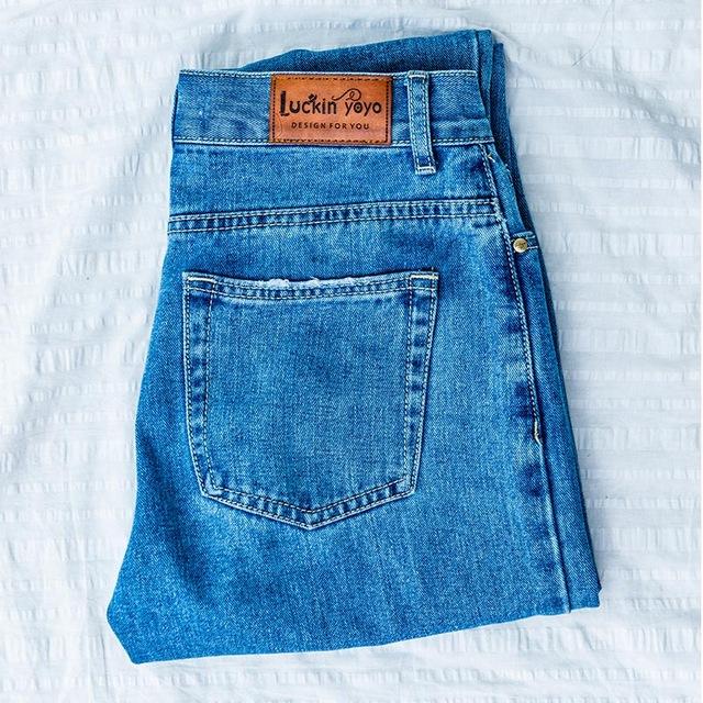 Harem High Waist Blue Straight Jean-Straight Jeans-Arimonz-Arimonz