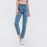 Harem High Waist Blue Straight Jean-Straight Jeans-Arimonz-Arimonz
