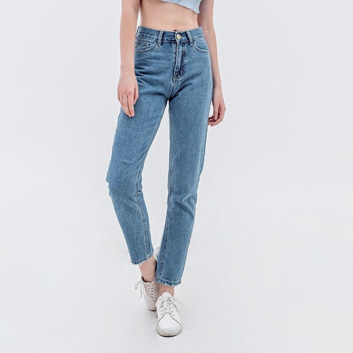 Harem High Waist Blue Straight Jean-Straight Jeans-Arimonz-Arimonz