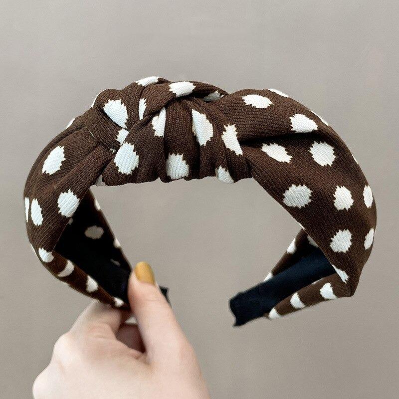 Headband Vintage Polka Dot Print Cow Zebra Stripe Hair Band for Women-Hair Accessories-Arimonz-Coffee spot-Arimonz